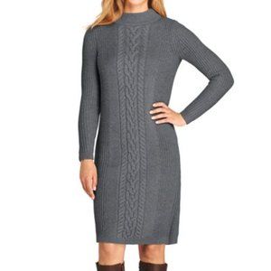 Lands End Gray Cable Sweater Dress